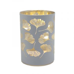 LED Glas-Windlicht Ginko weiß