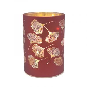 LED Glas-Windlicht Ginko rot