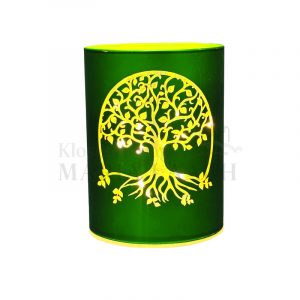 LED Glas-Windlicht Lebensbaum grün