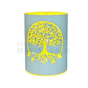 LED Glas-Windlicht Lebensbaum weiß